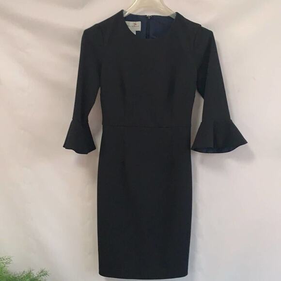 DONNA MORGAN BELL SLEEVE SHEATH BLACK‎ DRESS 2 - Picture 1 of 8